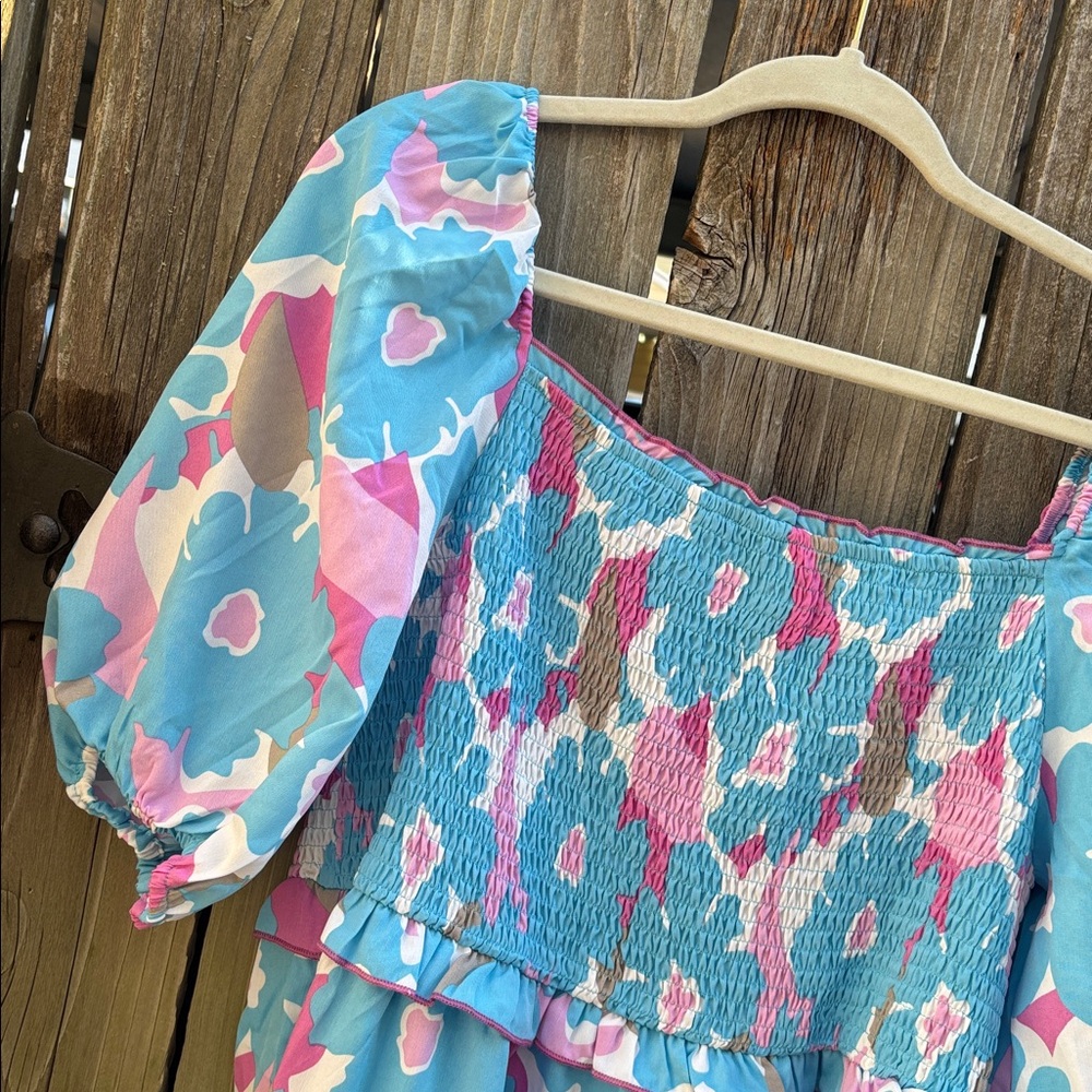Umgee Boho Cottagecore Peasant Smocked Floral Dress Women’s Plus Size 1XL NWT - Picture 4 of 6